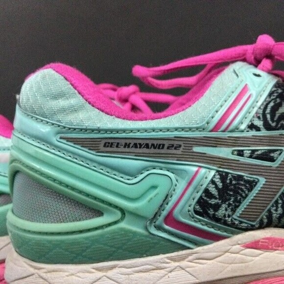 Asics Gel-Kayano 22 -Women's Sz 8.5-Light Blue/Zebra Pattern Running Shoes T5A6N - Picture 5 of 9